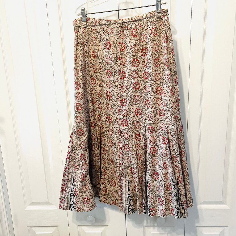 Charter Club-Women's Sz 10P 100% Cotton-Pleated Bottom-Flowy-Lined-Red/Tan/Bl - Picture 9 of 14